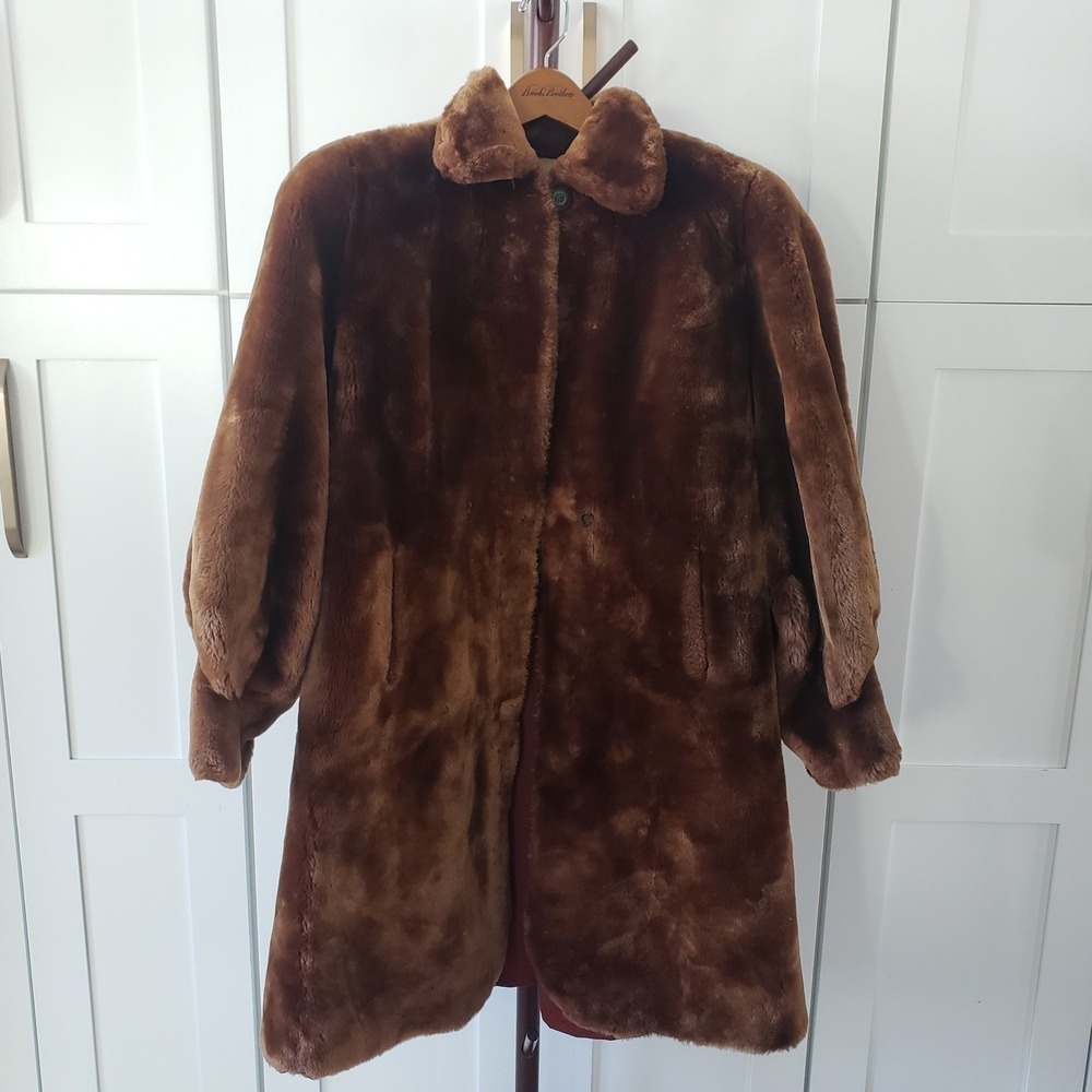 Vintage Fur Coat Tobblers Womens L Brown‎ Full Length Custom Chicago Formal